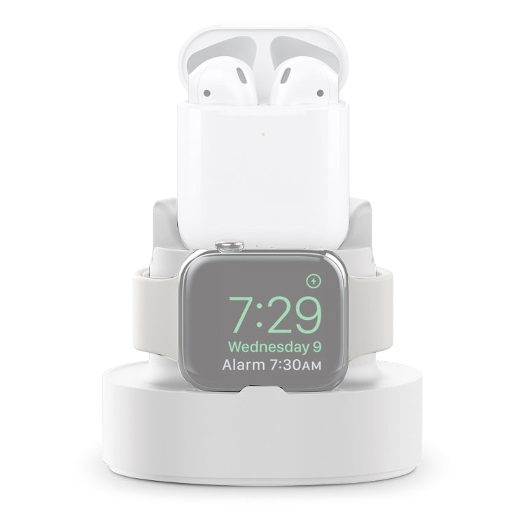 A001 3 In 1 Silicone Charging Holder for iPhone / iWatch / AirPods(White) - Charger / Holder by buy2fix | Online Shopping UK | buy2fix