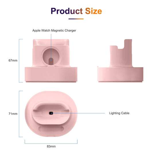 A001 3 In 1 Silicone Charging Holder for iPhone / iWatch / AirPods(Pink) by buy2fix