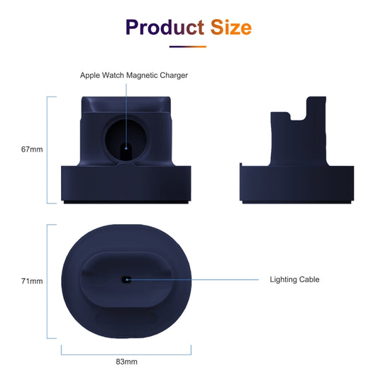A001 3 In 1 Silicone Charging Holder for iPhone / iWatch / AirPods(Dark Blue) by buy2fix