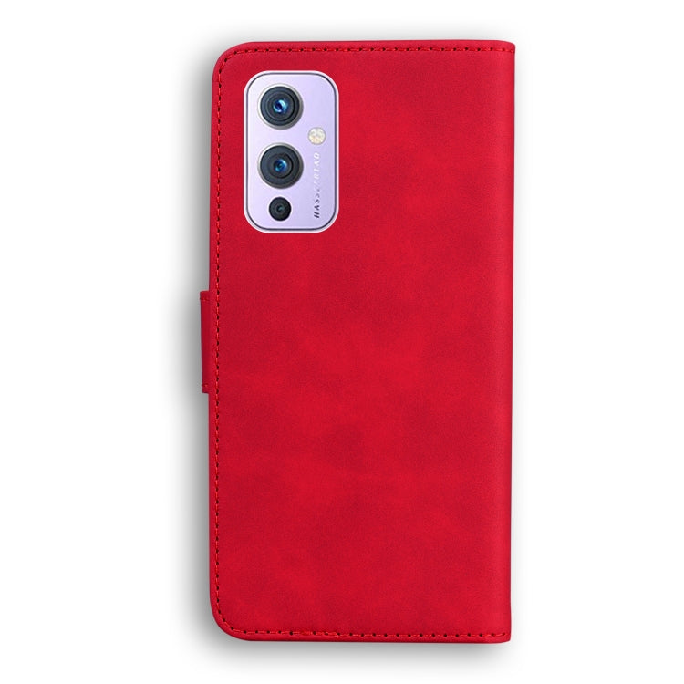 For OnePlus 9 Skin Feel Pure Color Flip Leather Phone Case(Red) - OnePlus Cases by buy2fix | Online Shopping UK | buy2fix