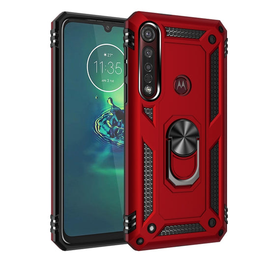 For Motorola Moto G8 Plus Armor Shockproof TPU + PC Protective Case with 360 Degree Rotation Holder(Red) by buy2fix