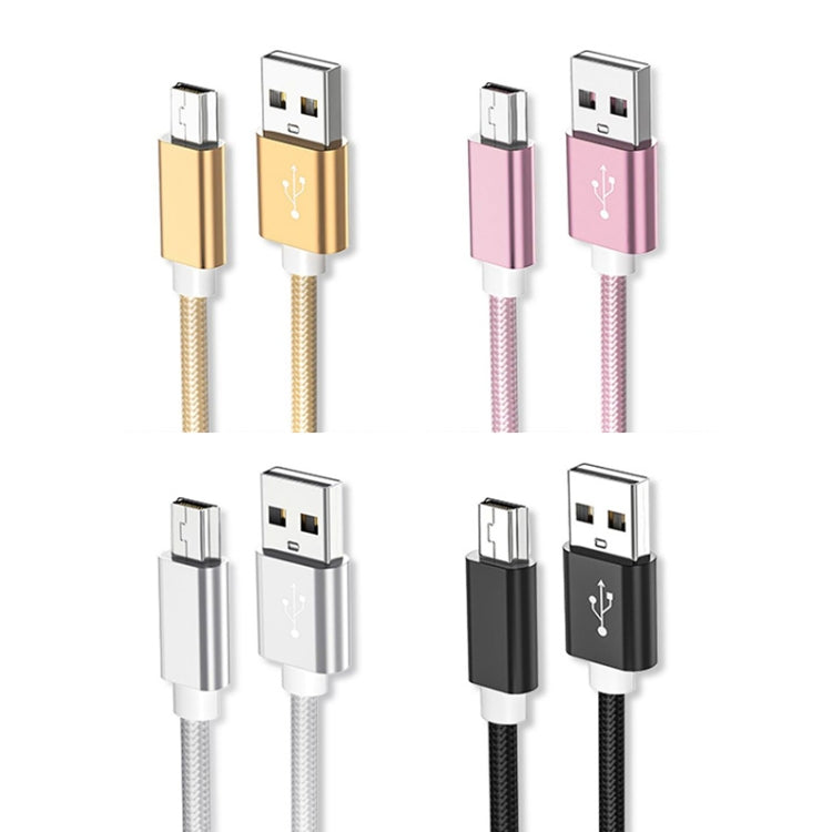 5 PCS Mini USB to USB A Woven Data / Charge Cable for MP3, Camera, Car DVR, Length:1.5m(Rose Gold) - by buy2fix | Online Shopping UK | buy2fix