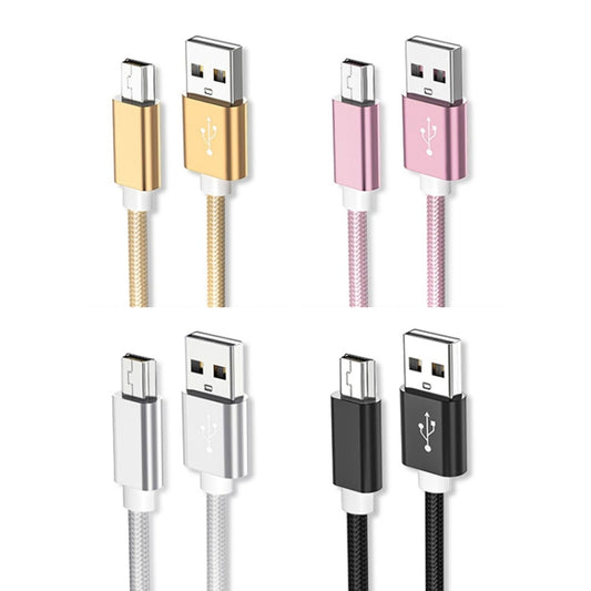 5 PCS Mini USB to USB A Woven Data / Charge Cable for MP3, Camera, Car DVR, Length:1.5m(Silver) by buy2fix