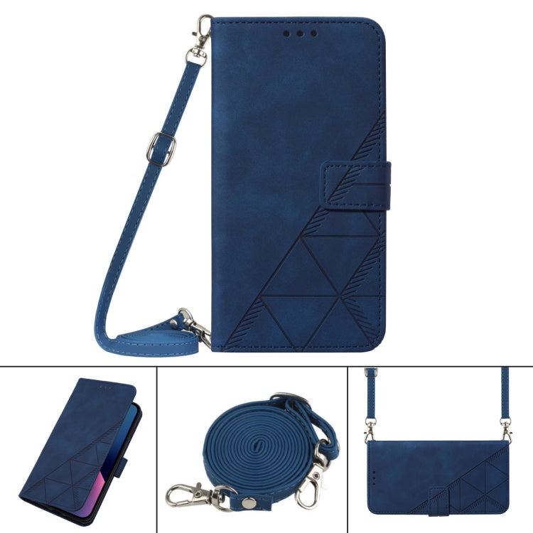For Nokia G50 Crossbody 3D Embossed Flip Leather Phone Case(Blue) - Nokia Cases by buy2fix | Online Shopping UK | buy2fix