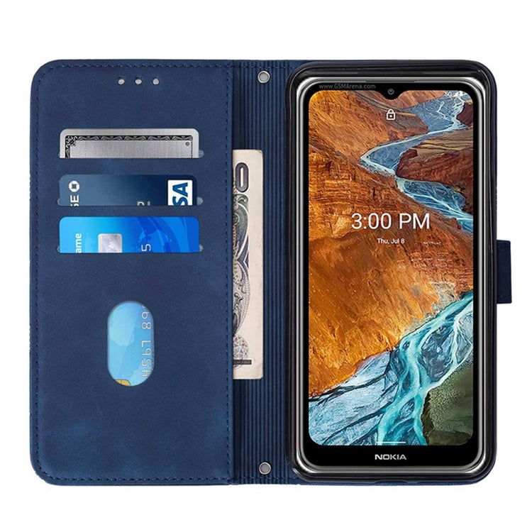 For Nokia G50 Crossbody 3D Embossed Flip Leather Phone Case(Blue) - Nokia Cases by buy2fix | Online Shopping UK | buy2fix