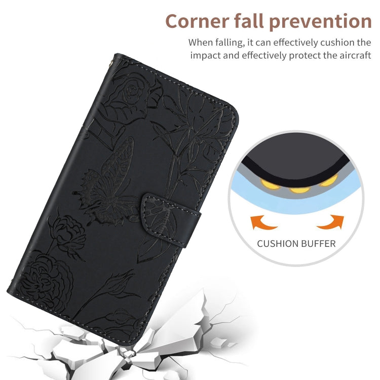 For Nokia XR20 Skin Feel Butterfly Peony Embossed Leather Phone Case(Black) - Nokia Cases by buy2fix | Online Shopping UK | buy2fix