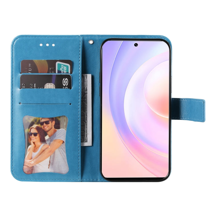 For Honor 50 SE / Huawei nova 9 SE 7-petal Flowers Embossed Flip Leather Phone Case(Blue) - Honor Cases by buy2fix | Online Shopping UK | buy2fix