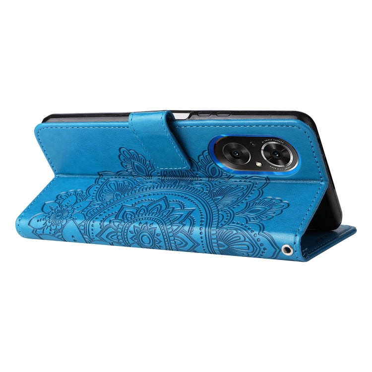 For Honor 50 SE / Huawei nova 9 SE 7-petal Flowers Embossed Flip Leather Phone Case(Blue) - Honor Cases by buy2fix | Online Shopping UK | buy2fix