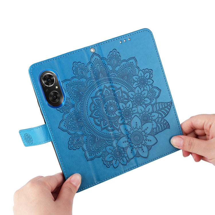 For Honor 50 SE / Huawei nova 9 SE 7-petal Flowers Embossed Flip Leather Phone Case(Blue) - Honor Cases by buy2fix | Online Shopping UK | buy2fix