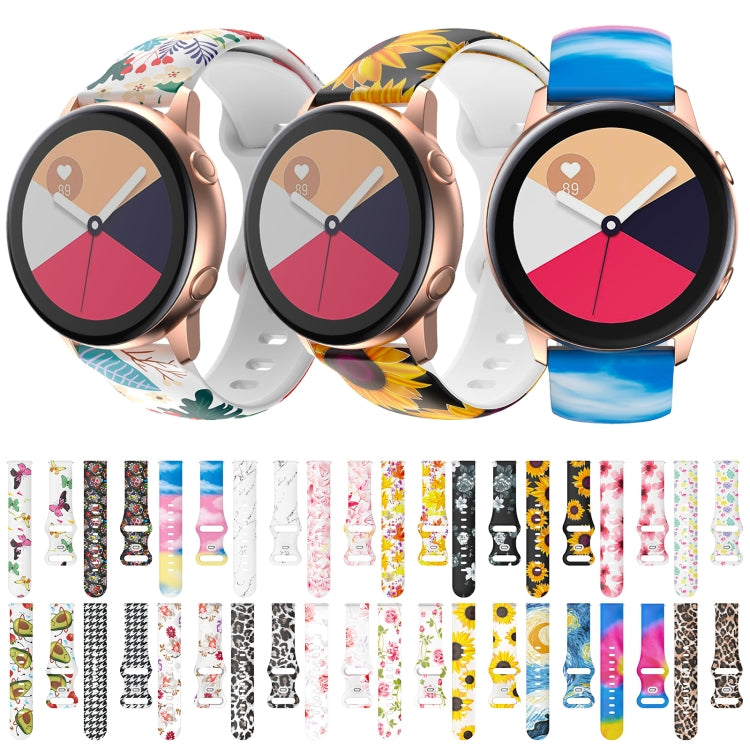 For Samsung Galaxy Watch Active Printing Butterfly Buckle Silicone Watch Band(Flowers) - Watch Bands by buy2fix | Online Shopping UK | buy2fix