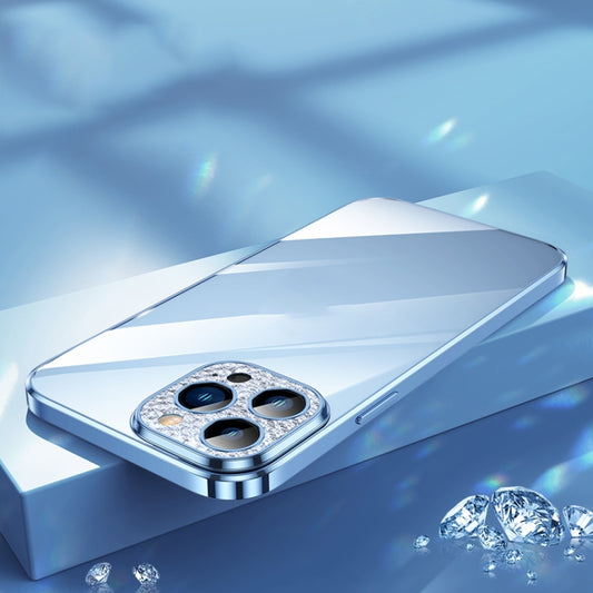 For iPhone 12 SULADA Diamond Lens Protector Plated Frosted Case(Sierra Blue) by SULADA