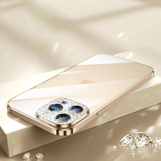 For iPhone 12 SULADA Diamond Lens Protector Plated Frosted Case(Gold) by SULADA