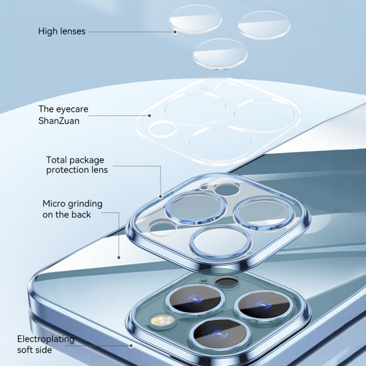 For iPhone 13 Pro Max SULADA Lens Protector Plated Clear Case (Sierra Blue) by SULADA