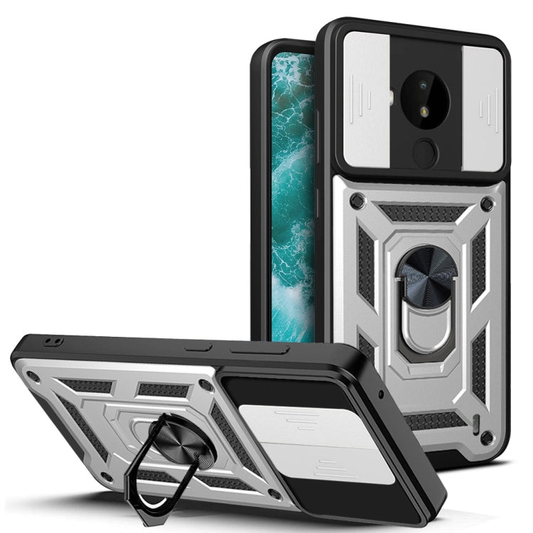 For Nokia C30 Sliding Camera Cover Design TPU+PC Phone Case(Silver) - Nokia Cases by buy2fix | Online Shopping UK | buy2fix