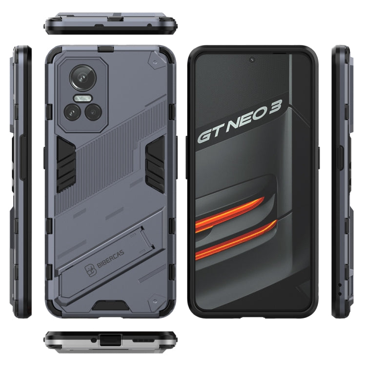 For OPPO Realme GT Neo3 5G China Punk Armor 2 in 1 PC + TPU Shockproof Phone Case with Invisible Holder(Grey) - Realme Cases by buy2fix | Online Shopping UK | buy2fix