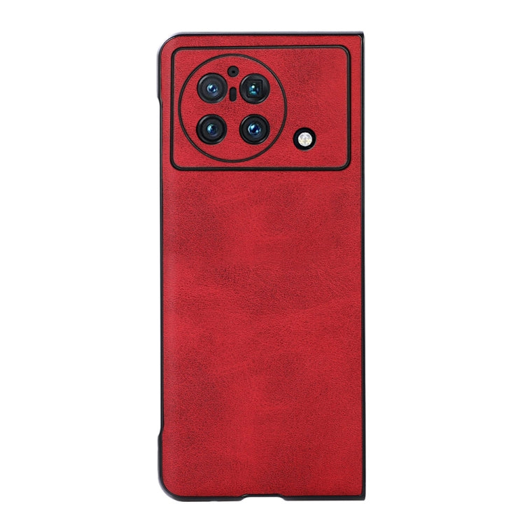 For vivo X Fold Accurate Hole Two-color Calf Texture PU Phone Case(Red) by buy2fix