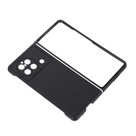 For vivo X Fold Accurate Hole Litchi Texture Genuine Leather Phone Case(Black) by buy2fix