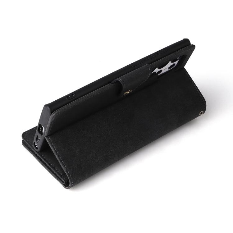 For Samsung Galaxy S22 Ultra 5G Rivet Buckle 9 Cards Three Fold Leather Phone Case(Black) - Galaxy S22 Ultra 5G Cases by buy2fix | Online Shopping UK | buy2fix