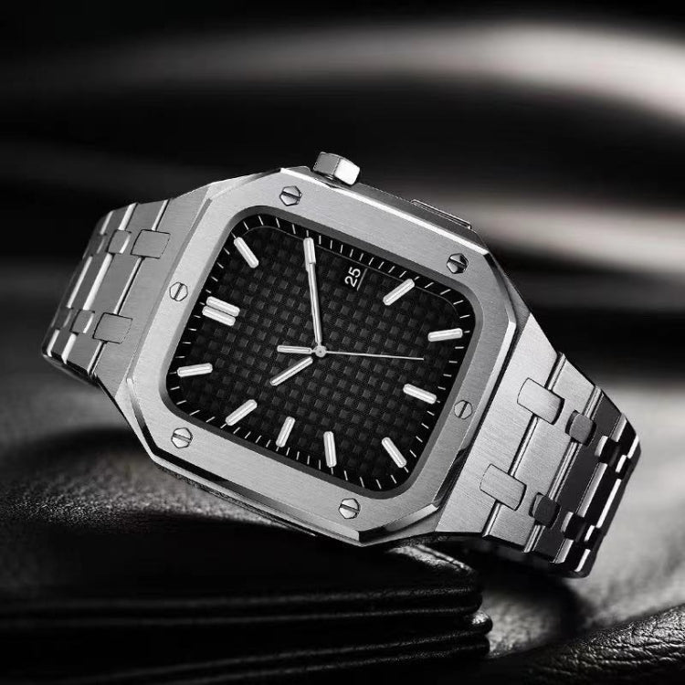 Integrated Oak Metal Watch Band + Watch Case For Apple Watch Series 6&SE&5&4 44mm(Silver) - Watch Cases by buy2fix | Online Shopping UK | buy2fix