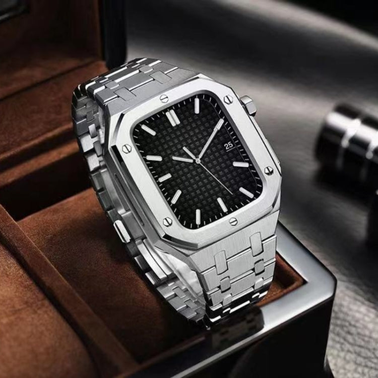 Integrated Oak Metal Watch Band + Watch Case For Apple Watch Series 6&SE&5&4 44mm(Silver) - Watch Cases by buy2fix | Online Shopping UK | buy2fix