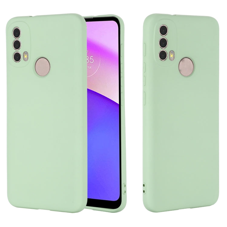 For Motorola Moto E20 / E30 / E40 Pure Color Liquid Silicone Shockproof Phone Case(Green) - Motorola Cases by buy2fix | Online Shopping UK | buy2fix