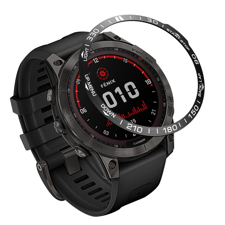 Smartwatch Dial Bezel Ring Cover For Garmin Fenix 7X(Black Ring White Characters) - Watch Cases by buy2fix | Online Shopping UK | buy2fix