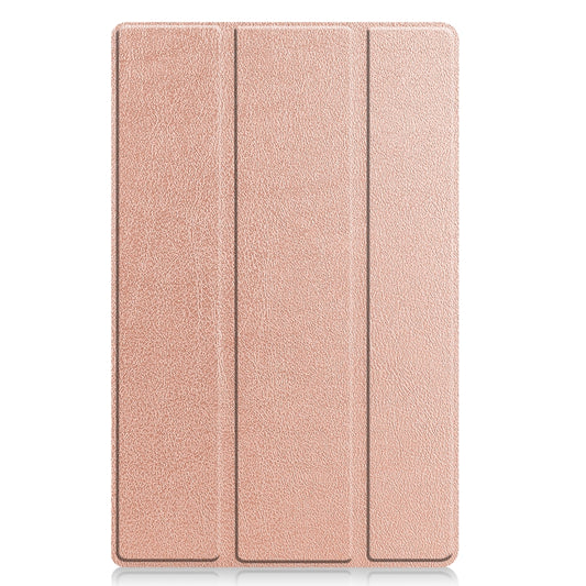 For Lenovo Tab M10 Plus 10.6 3rd Gen 2022 Custer Texture 3-Fold Holder Smart Leather Tablet Case(Rose Gold) by buy2fix