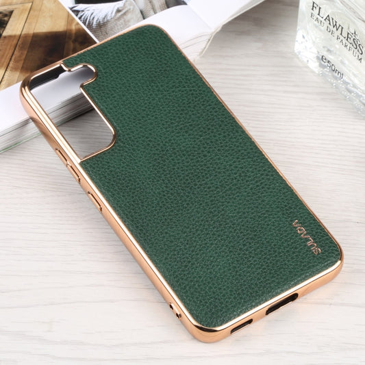 For Samsung Galaxy S22 5G SULADA Shockproof TPU + Handmade Leather Phone Case(Green) by SULADA