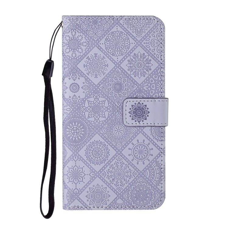 For OPPO A54 Ethnic Style Embossed Pattern Leather Phone Case(Purple) - OPPO Cases by buy2fix | Online Shopping UK | buy2fix