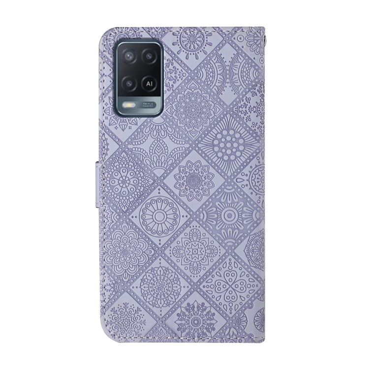 For OPPO A54 Ethnic Style Embossed Pattern Leather Phone Case(Purple) - OPPO Cases by buy2fix | Online Shopping UK | buy2fix