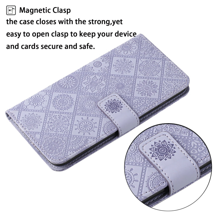 For OPPO A54 Ethnic Style Embossed Pattern Leather Phone Case(Purple) - OPPO Cases by buy2fix | Online Shopping UK | buy2fix