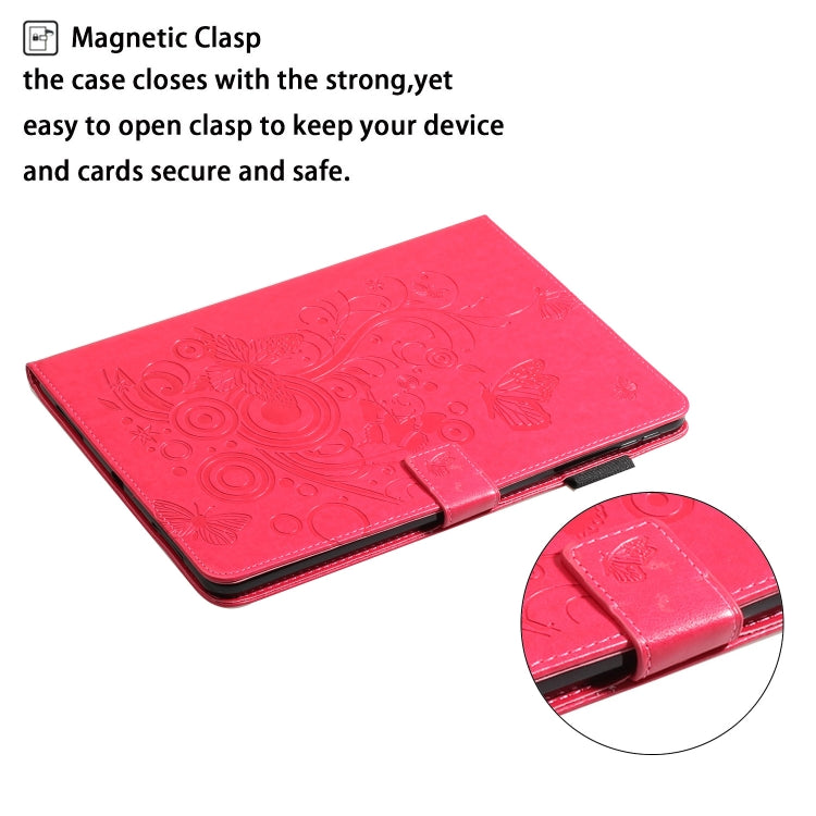 For iPad mini 2024 / mini 6 Embossed Butterfly Pattern Smart Leather Tablet Case(Rose Red) - iPad mini 6 Cases by buy2fix | Online Shopping UK | buy2fix