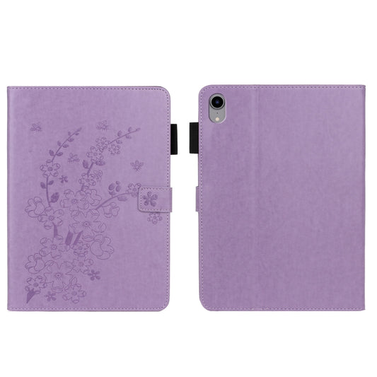 For iPad mini 2024 / mini 6 Embossed Plum Bossom Pattern Smart Leather Tablet Case(Purple) - iPad mini 6 Cases by buy2fix | Online Shopping UK | buy2fix