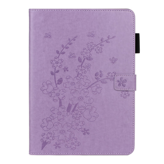 For iPad mini 2024 / mini 6 Embossed Plum Bossom Pattern Smart Leather Tablet Case(Purple) - iPad mini 6 Cases by buy2fix | Online Shopping UK | buy2fix