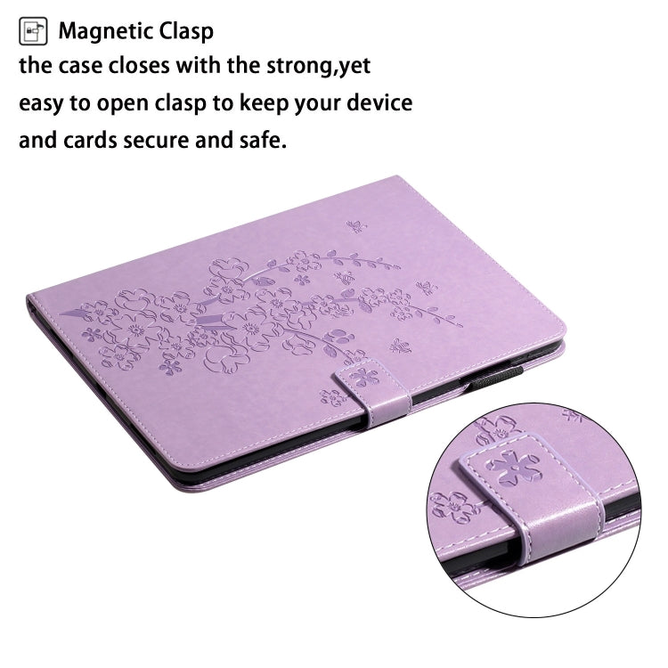 For iPad mini 2024 / mini 6 Embossed Plum Bossom Pattern Smart Leather Tablet Case(Purple) by buy2fix