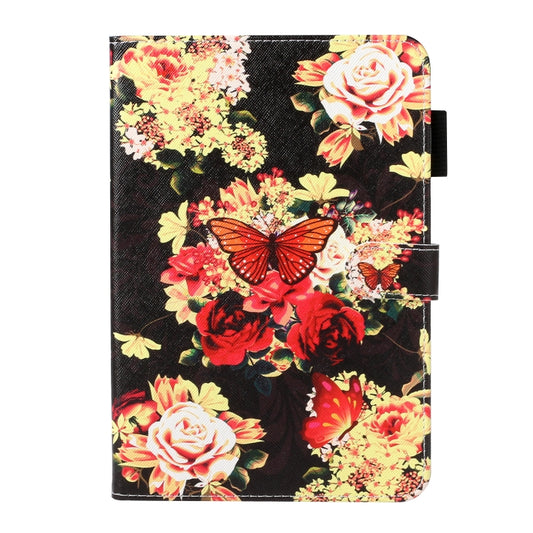 For iPad mini 2024 / mini 6 Cross Texture Painted Smart Leather Tablet Case(Black Peonies) - iPad mini 6 Cases by buy2fix | Online Shopping UK | buy2fix