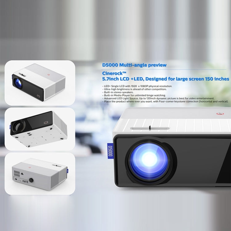 VIVIBRIGHT D5000 1920x1080P 420ANSI 6000Lumens LCD + LED HD Digital Projector, Basic Version UK Plug - LED Projector by VIVIBRIGHT | Online Shopping UK | buy2fix