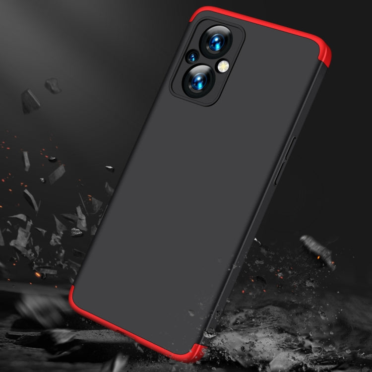 For OPPO Reno7 Z 5G / A96 5G / Reno7 Lite / F21 Pro 5G / OnePlus Nord N20 5G GKK Three Stage Splicing Full Coverage PC Phone Case(Black Red) by GKK