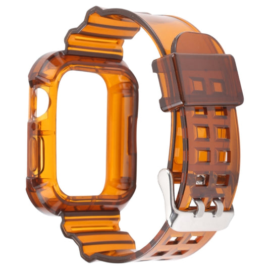 Transparent Watch Band For Apple Watch Series 8&7 45mm / SE 2&6&SE&5&4 44mm / 3&2&1 42mm(Transparent Brown) by buy2fix