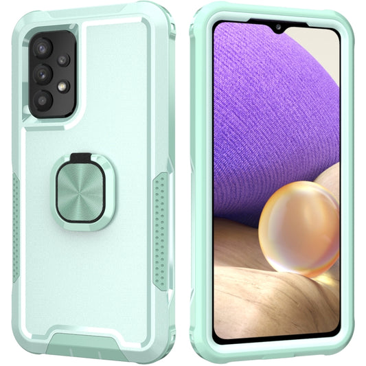 For Samsung Galaxy A73 5G 3 in 1 Ring Holder PC + TPU Phone Case(Mint Green) by buy2fix