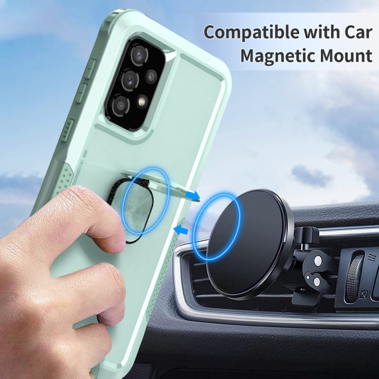 For Samsung Galaxy A73 5G 3 in 1 Ring Holder PC + TPU Phone Case(Mint Green) by buy2fix