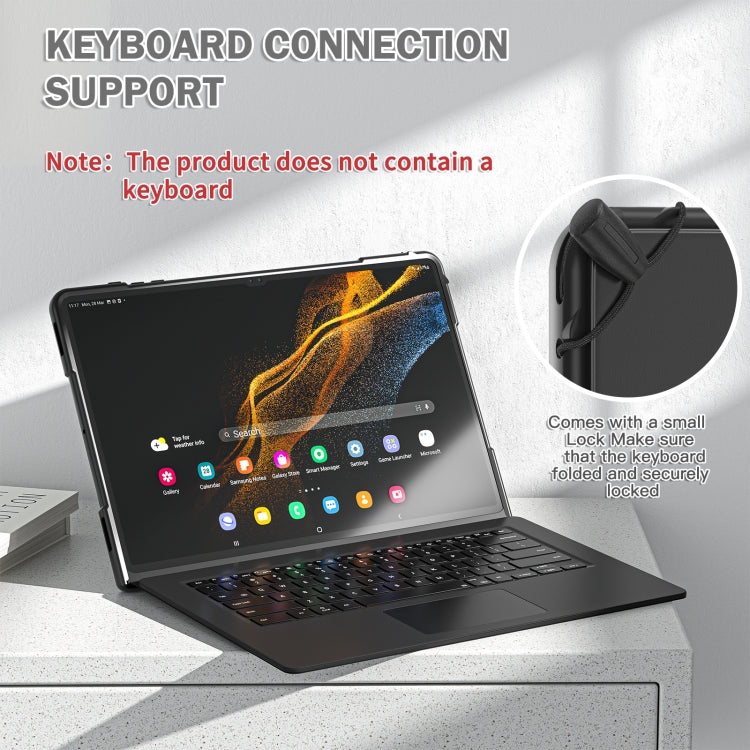 For Samsung Galaxy Tab S10 Ultra / S9 Ultra / S8 Ultra Rotary Handle Grip TPU + PC Tablet Case(Black) by buy2fix