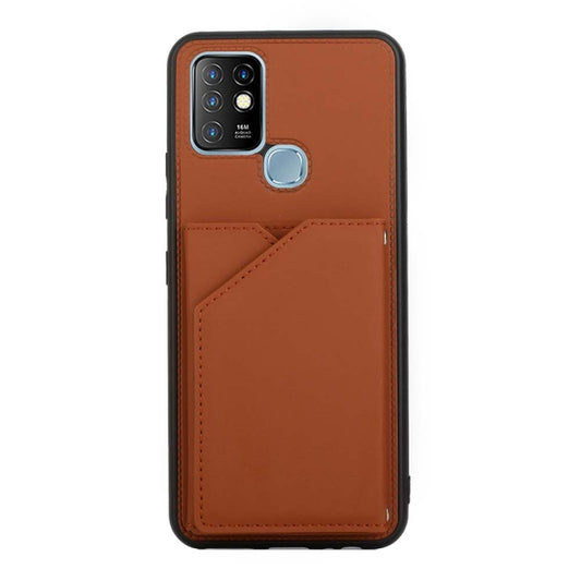 For Infinix Hot 10 Skin Feel PU + TPU + PC Phone Case(Brown) by buy2fix