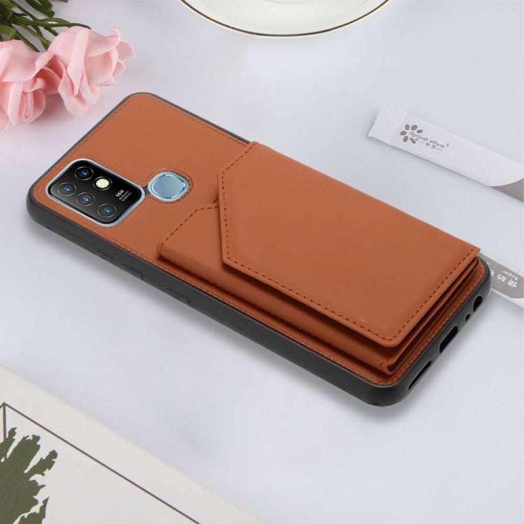 For Infinix Hot 10 Skin Feel PU + TPU + PC Phone Case(Brown) by buy2fix