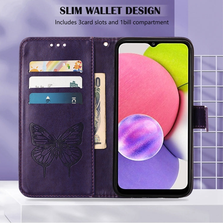 For Infinix Hot 10i / Smart 5 Pro Embossed Butterfly Leather Phone Case(Dark Purple) by buy2fix