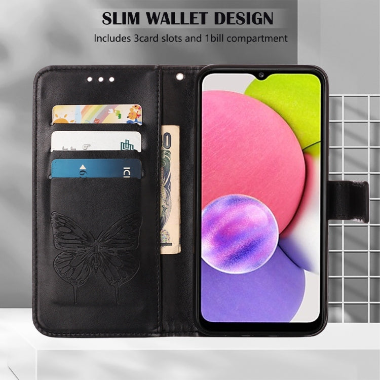 For Nokia G50 Embossed Butterfly Leather Phone Case(Black) - Nokia Cases by buy2fix | Online Shopping UK | buy2fix