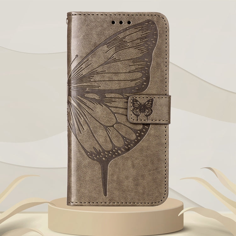 For Nokia XR20 Embossed Butterfly Leather Phone Case(Grey) - Nokia Cases by buy2fix | Online Shopping UK | buy2fix