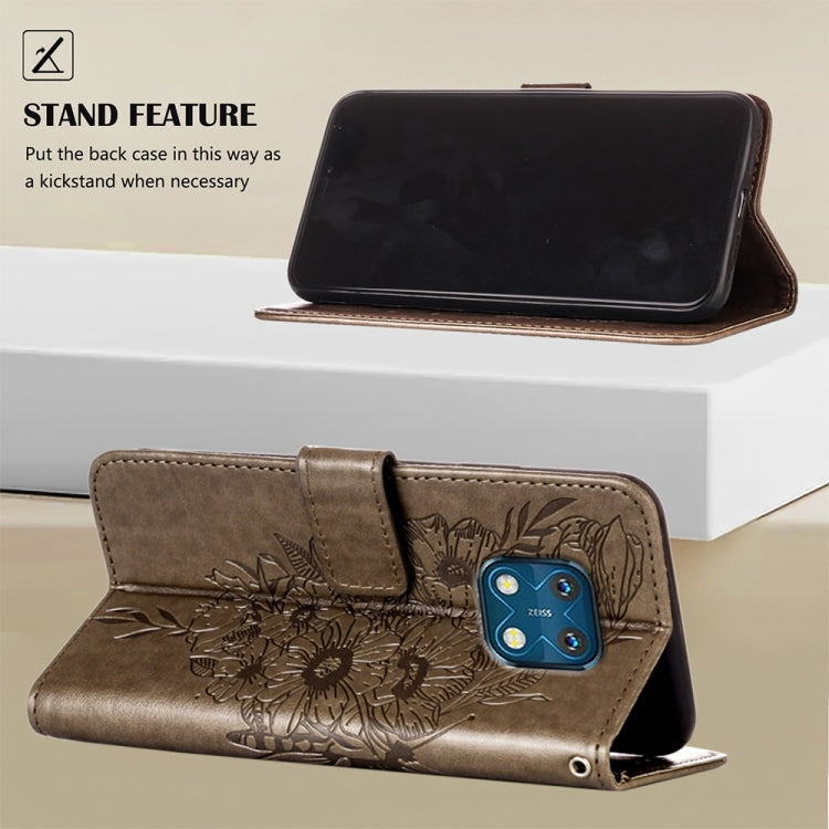 For Nokia XR20 Embossed Butterfly Leather Phone Case(Grey) - Nokia Cases by buy2fix | Online Shopping UK | buy2fix