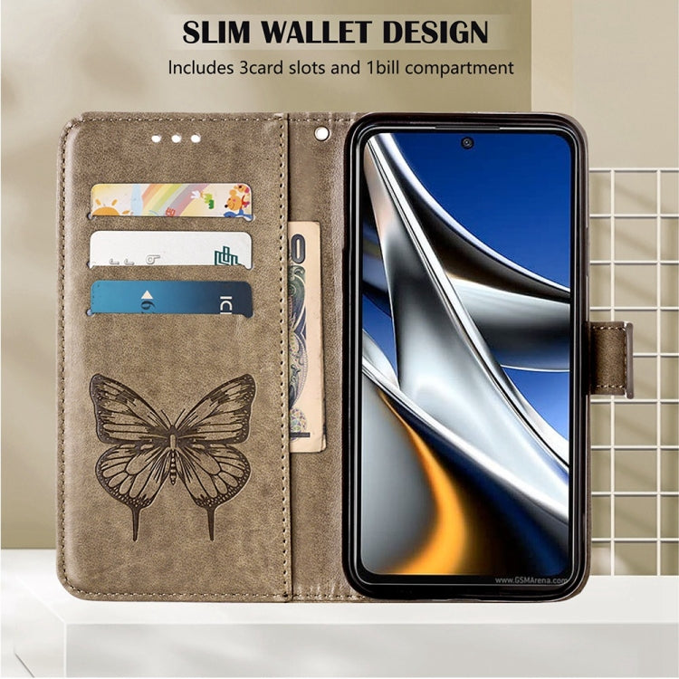 For Nokia XR20 Embossed Butterfly Leather Phone Case(Grey) - Nokia Cases by buy2fix | Online Shopping UK | buy2fix