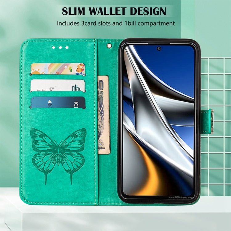 For Nokia XR20 Embossed Butterfly Leather Phone Case(Green) - Nokia Cases by buy2fix | Online Shopping UK | buy2fix